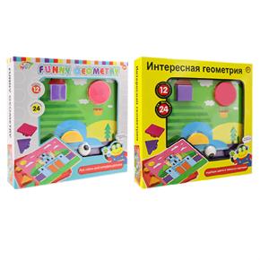 English and Russia Version Educational Kids Funny Geometry Learning Colorful Button Puzzle with 24 Buttons Parts and 12 Pictures Set for Children Toys