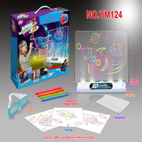 New Design Educational Preschool Children Ocean Animal Big Size Magic 3D Painting and Drawing Light Board with Glasses and Colorful Pen for Kids Learning