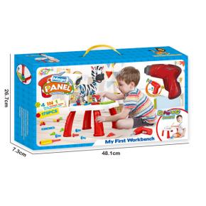 Educational Children Self-Assemble 4-in-1 3D Drawing Painting Board Desk Imagination Building Animal Puzzle with Electric Real Power Drill Tool and 179 Pcs Blocks Toys for Boys and Girls Play