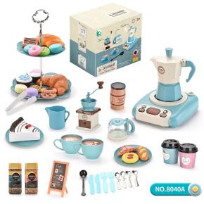 Tea Set for Kids 3 4 5, Children Afternoon Tea Pretend Play with Cake Stand, Coffee Pot, Various Plastic Food, Girls Tea Party Toys for Toddlers Age 3-8