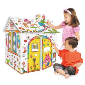 Dhouse Cardboard Playhouse DIY Coloring House Craft for kids Children's Game Playhouse Educational Drawing Toy