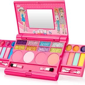 Princess Girls Kids Makeup Set Kit Toy for Girls-Non-Toxic Safety Washable Makeup Set Cosmetic Kits Toy Make Up Kits Makeup Box with Cosmetic Bag Fashionable Set for Girls Dress Up Gift